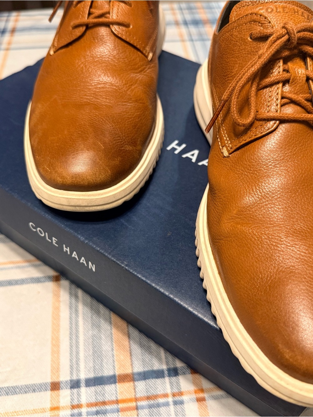 Cole Haan Grand Plus Men's Tan Leather Plain Toe Oxford - Picture 4 of 7